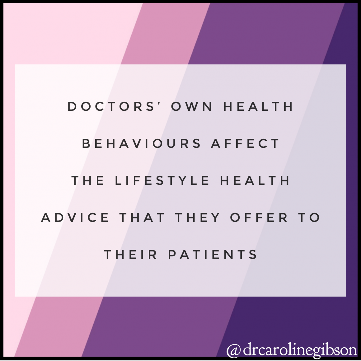 Doctor's own health behaviours affect the advice that they offer to their patients