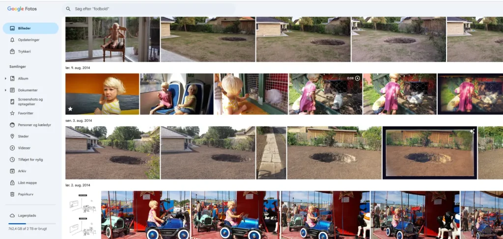 Oversigt over billeder i Google Fotos.