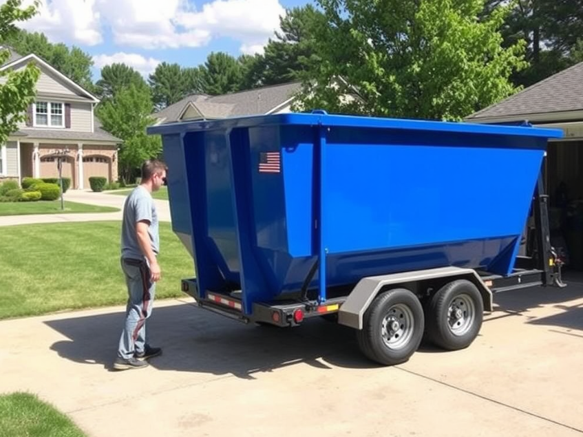 A residential dumpster being delivered for spring cleaning in Montgomery.