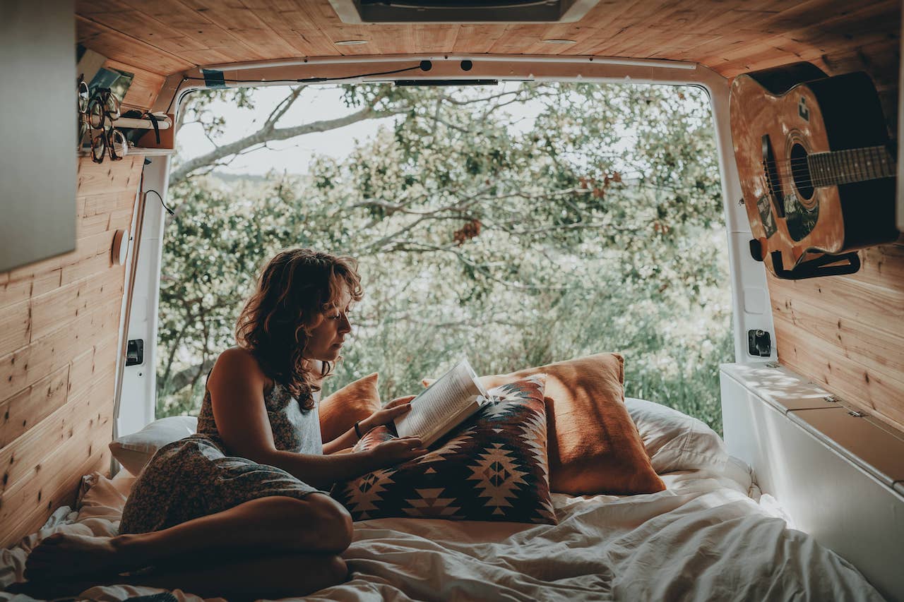 An image of the interior of a camper van.