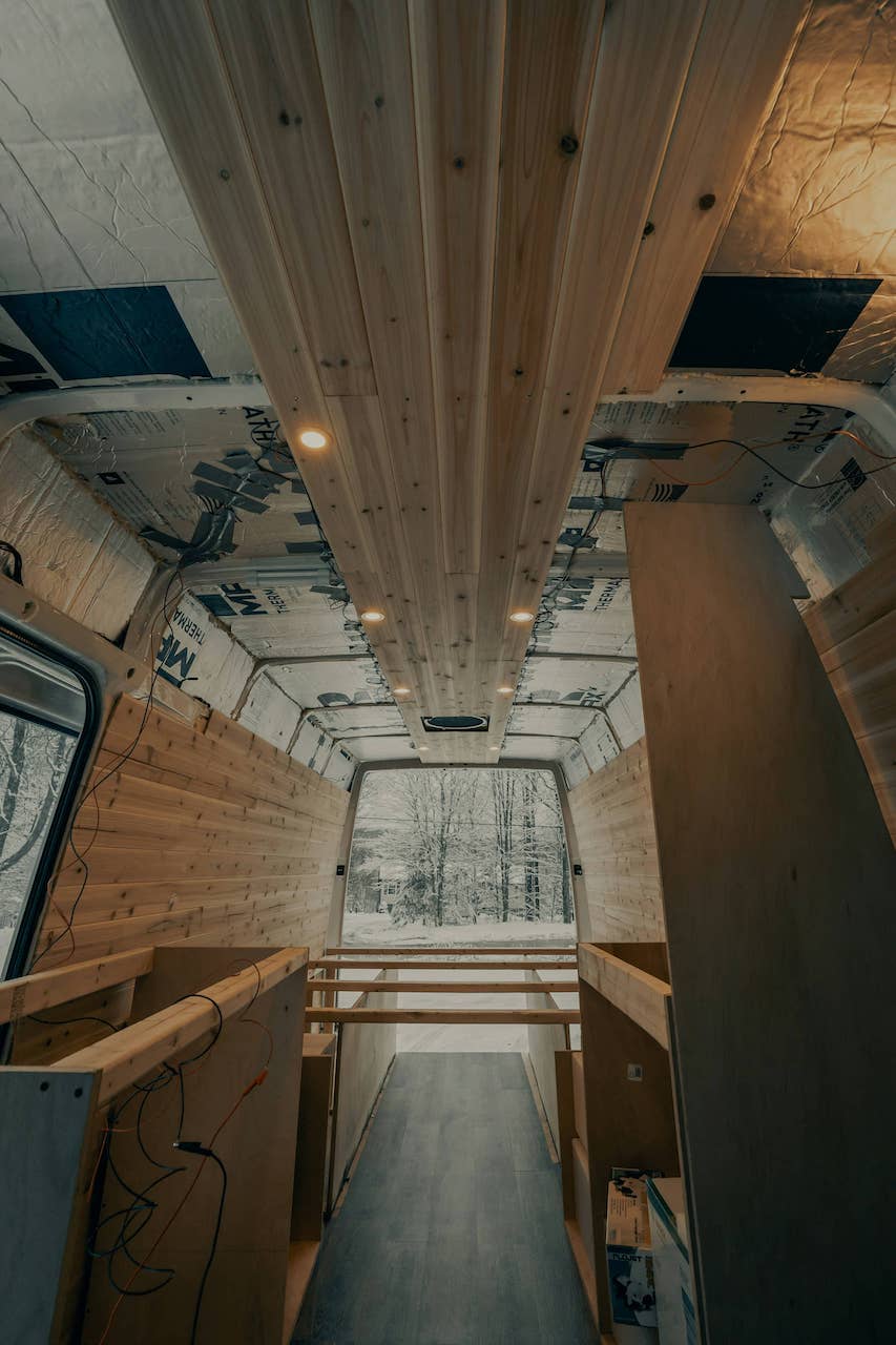 An image of the interior of a camper van.