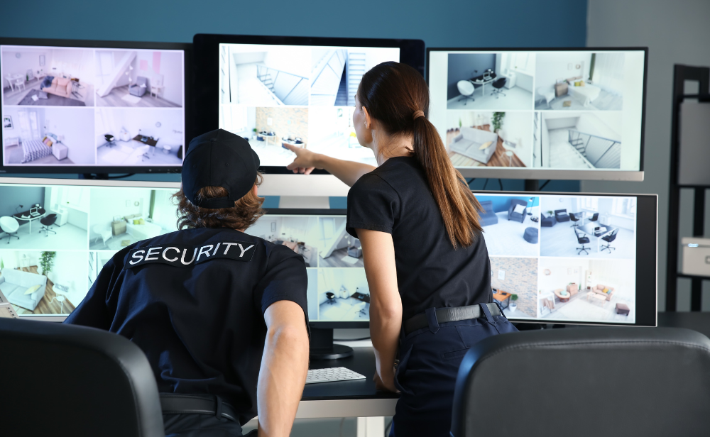 Sia Certified Security Company's Guards monitoring CCTV