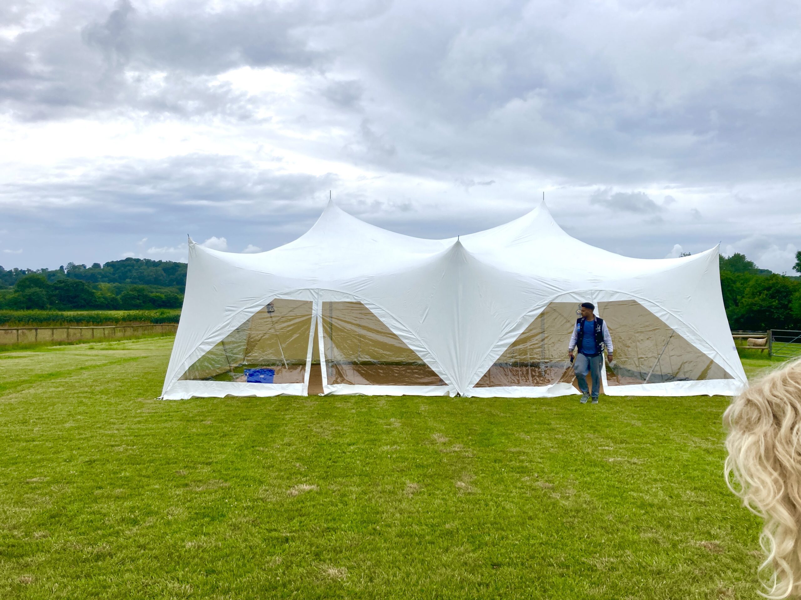 Small vintage stretch tent in Bristol with weather protectors.