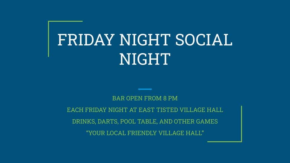 Friday Night Social Night
Each Friday from 8pm