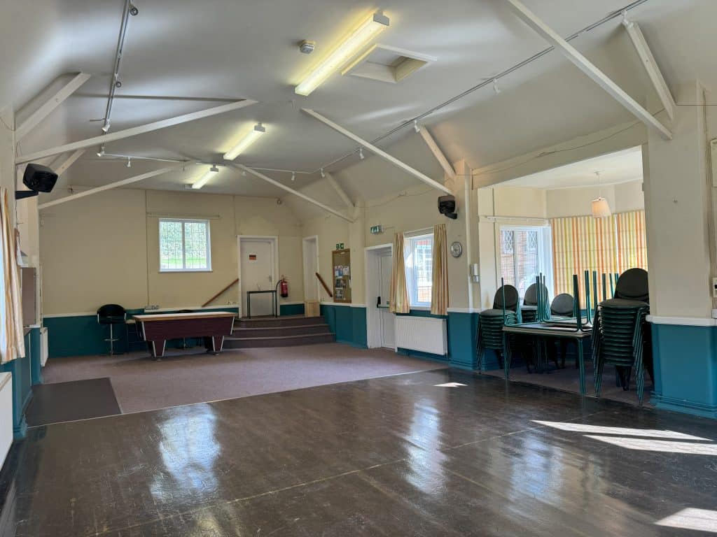 Inside view of East Tisted Village Hall - towards rear of hall.