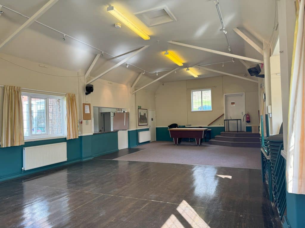 Inside view of East Tisted Village Hall - towards rear of hall.