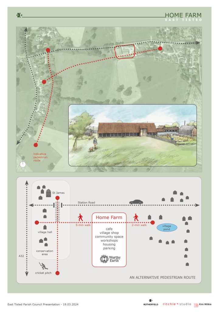 Leaflet showing outline proposals for the former Bowtell's Farm site (Home Farm), East Tisted. 