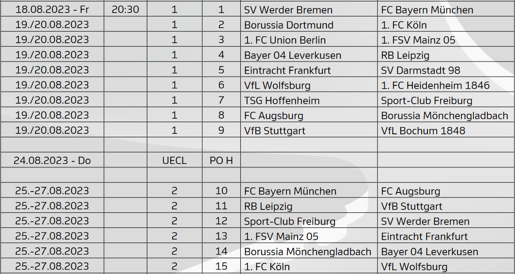 BundesligaSaison 2023/24 Spielplan (PDF) Download Umzugsunternehmen