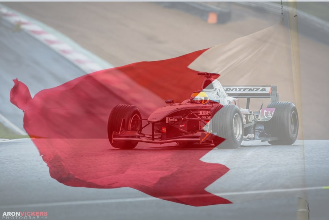 Formula One car with Bahrain flag