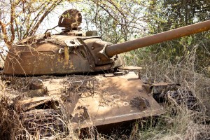 destoyed tank in South Sudan