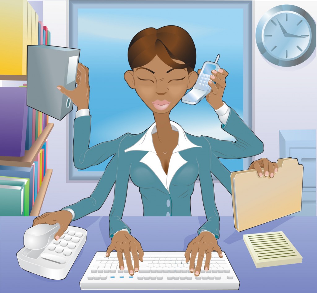 Business woman multi-tasking