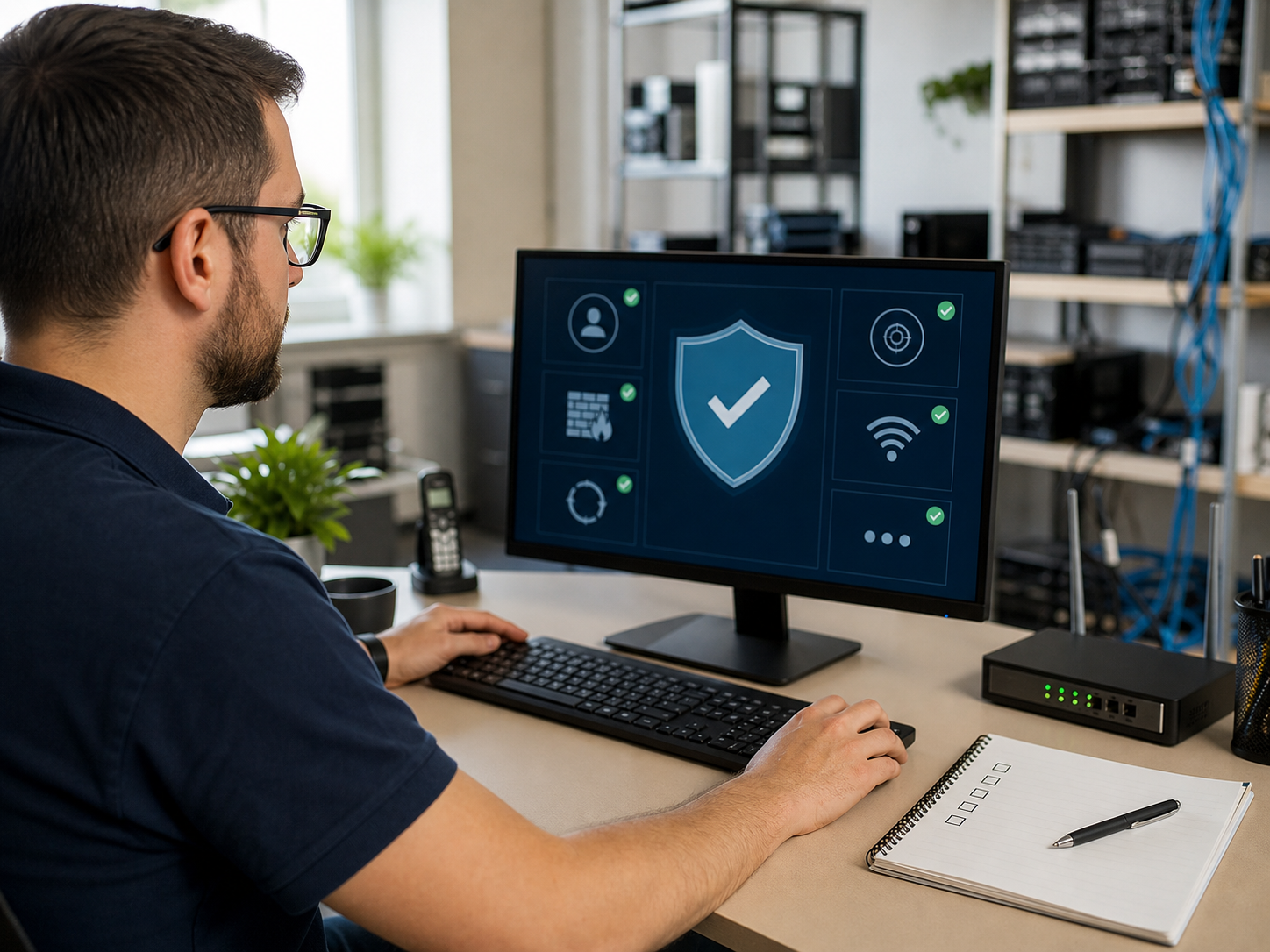 Poste informatique professionnel contrôlé pour un audit cybersécurité express TPE PME