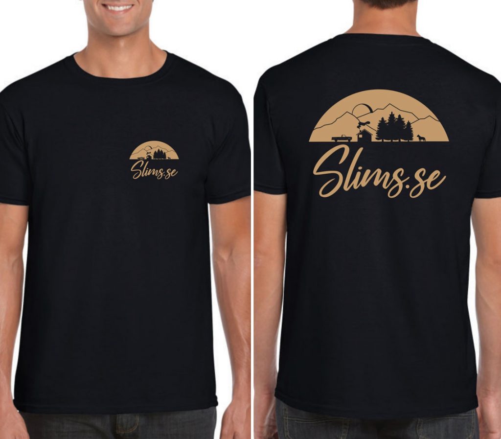 Fram och baksidan av Slims.se-t-shirten som kommer i slutet av oktober!