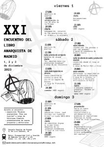 Encuentro del libro anarquista (Madrid, 1 y 2 diciembre) @ Escuela Popular La Prospe