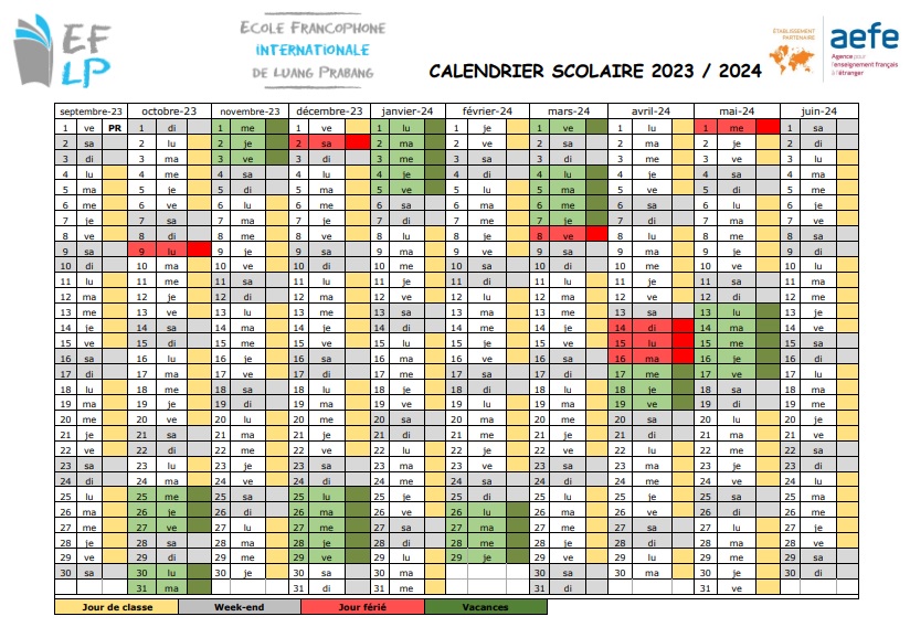 2023-2024 School calendar