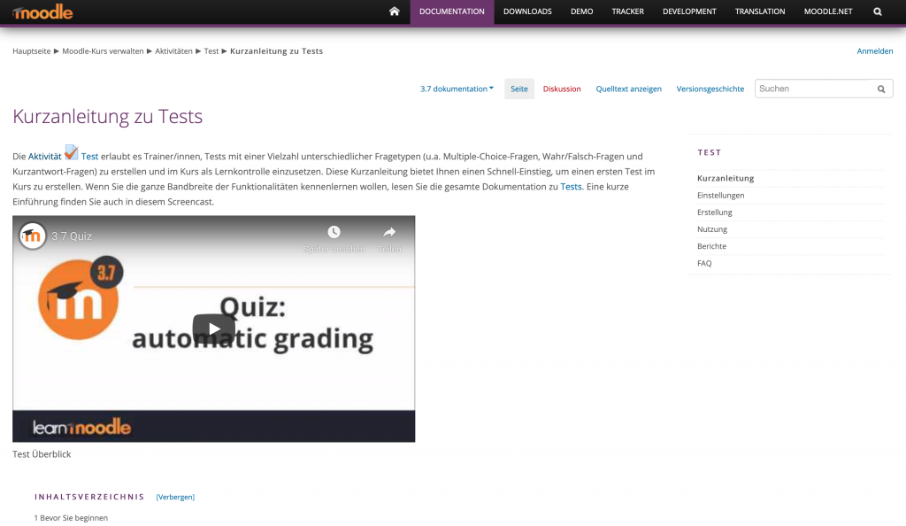 Quiz im Unterricht: Moodle Quiz/Test.
