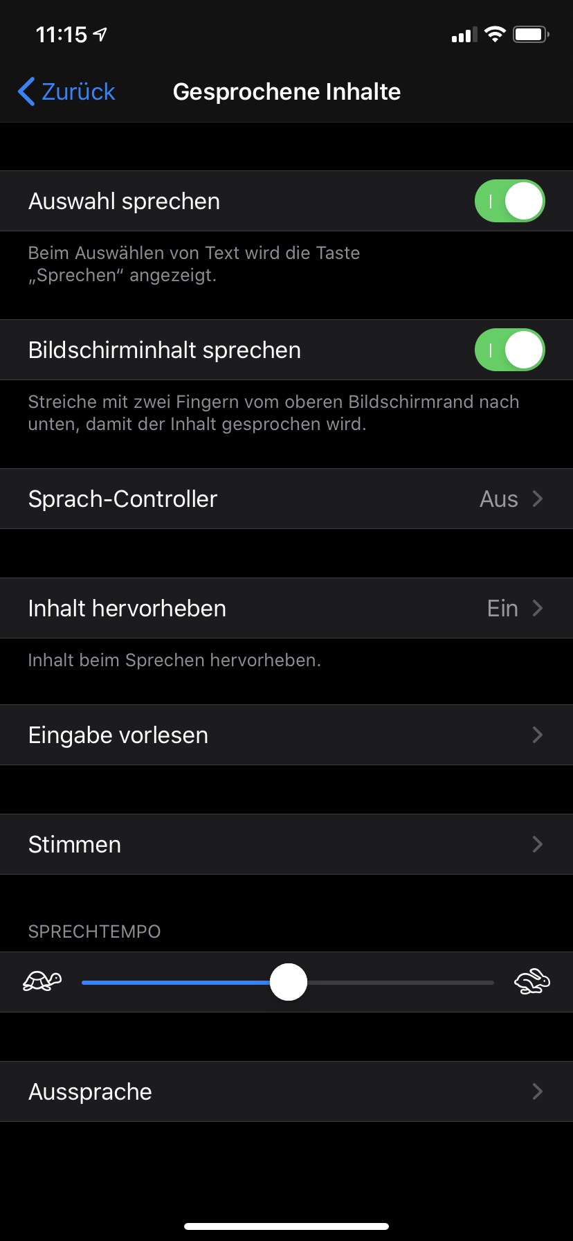 Produktivität steigern: Vorlesefunktion auf dem iPhone. Auswahl sprechen