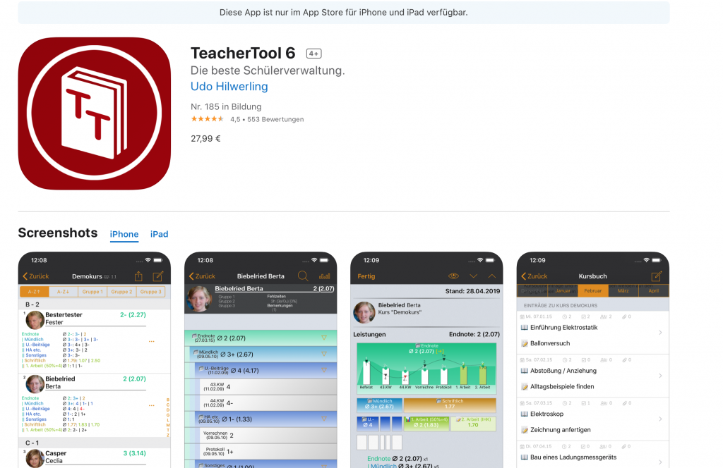 Apps für Lehrer: TeacherTool 