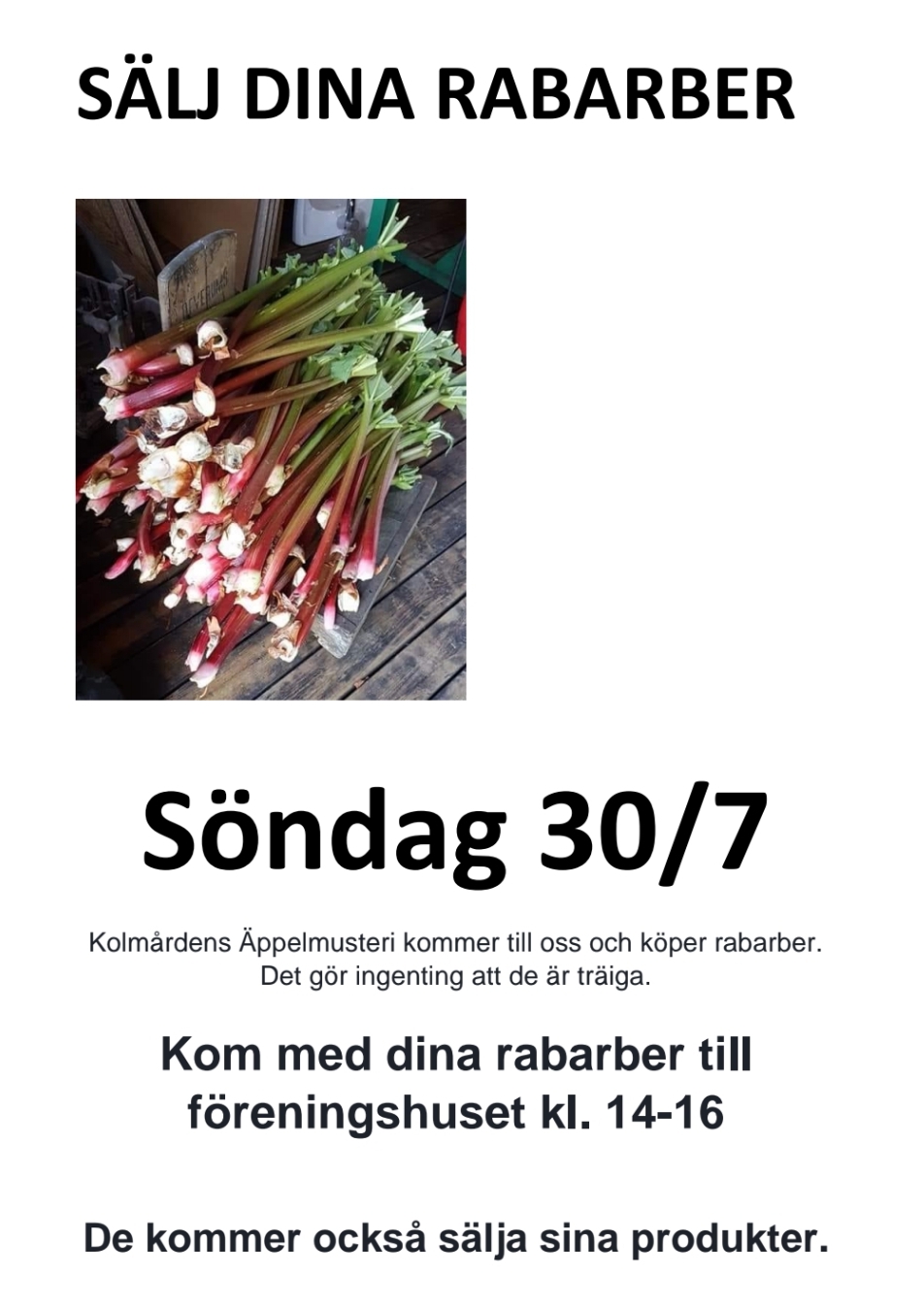 Sälj dina rabarber!