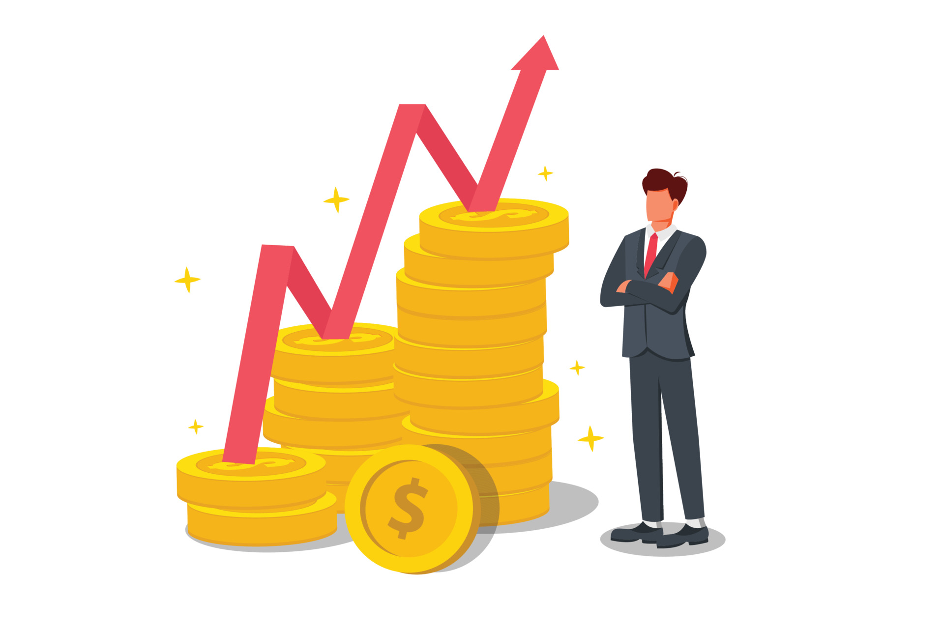 Businessman raise the budget, the concept of increasing finance, new economy.