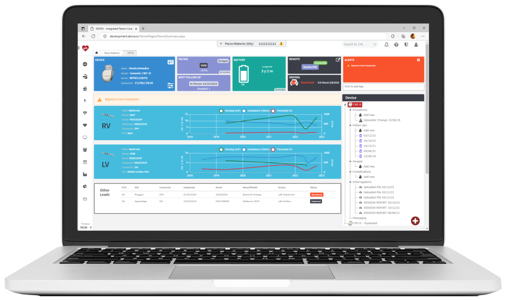 Laptop displaying EKORA user interface