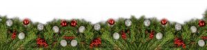 Das Bild zeigt als unteren Abschluss des Beitrags dekorative Tannenzweige und rote Weihnachtskugeln, von links nach rechts