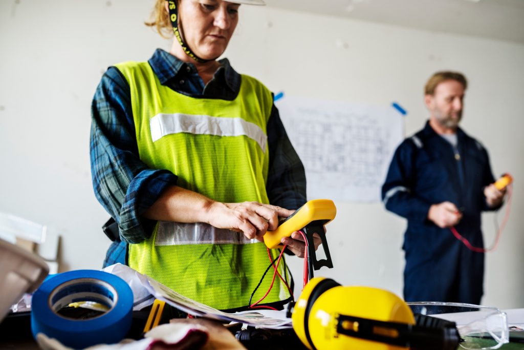 Electrician working house repair installation