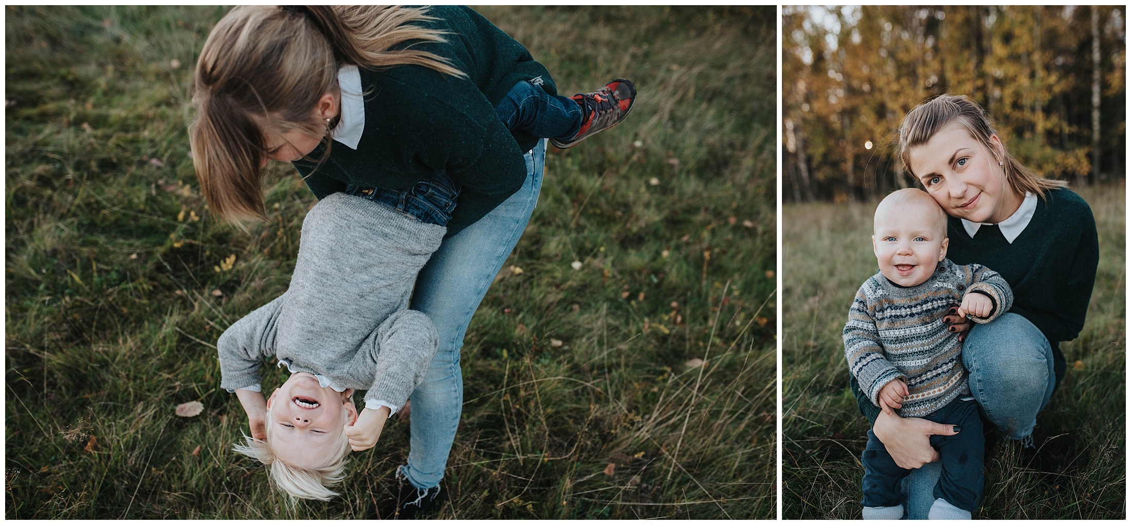 Familjefotografering med bus och skoj i Tullinge