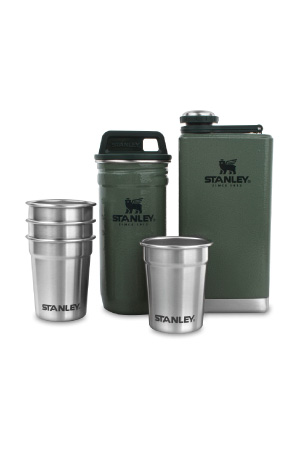 Stanley Adventure Pre-Party Shot Glass + Flask Set Hammertone Green