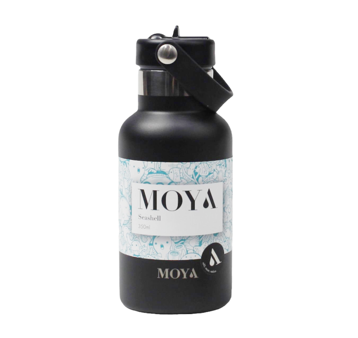 Moya "Seashell" 350ml Insulated Sustainable Water Bottle Black