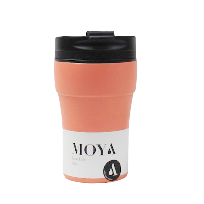 Moya "Low Tide" 250ml Travel Coffee Mug Black/Coral