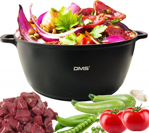 DMS® XXL Cooking Pot with Glass Lid for Induction Cookers Large Diameter 36CM Black - Image 2