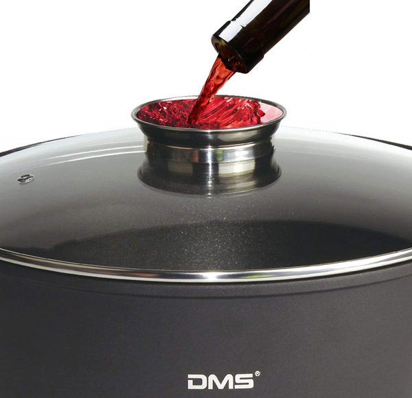 DMS® XXL Cooking Pot with Glass Lid for Induction Cookers Large Diameter 36CM Black - Image 3