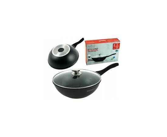 Royalty line RL-BW30m; Marble Coating Wok With Glass Lid 30cm