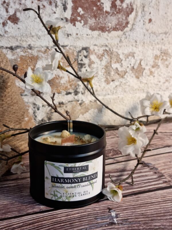 Harmony blend: jasmine, neroli & sandalwood soy wax candle