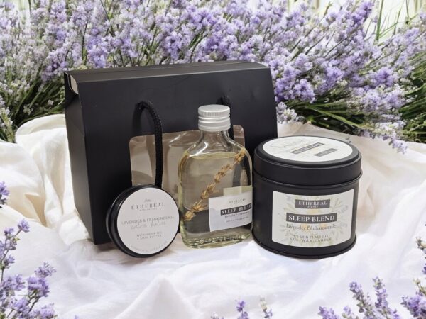 Sleep Spa Collection Gift Set | Sleep Candle, Sleep Massage Oil and Calm Balm Mini - Image 2