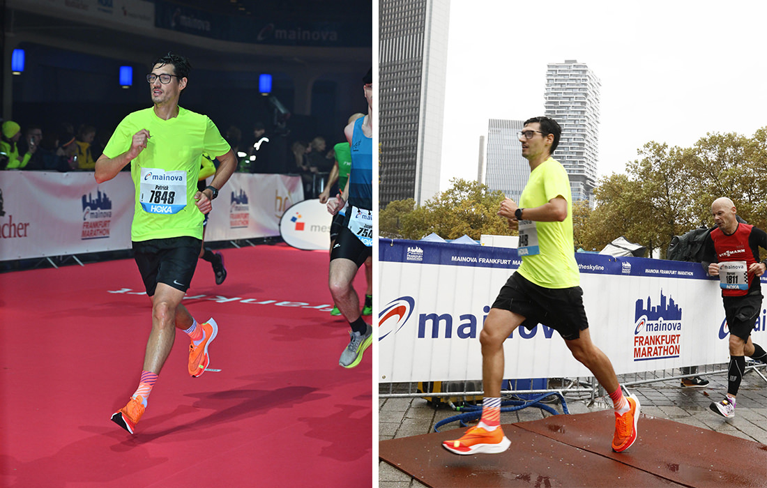 Patrick Pöschl auf der Marathonstrecke in Frankfurt