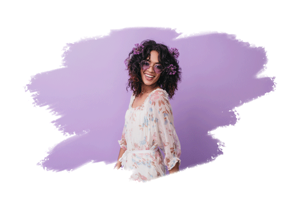 Animation of a Feminine representing POC dancing and jumping on a light purple background representing empowerment of the lost generation of autistics via diagnosis