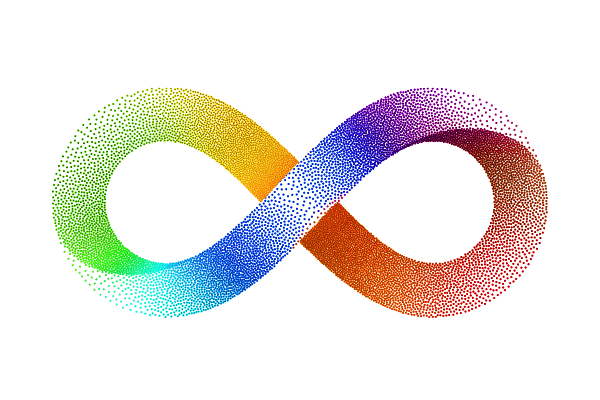 Animation of the infinity rainbow symbolising how diversity always outshines ABA aka autism therapy
