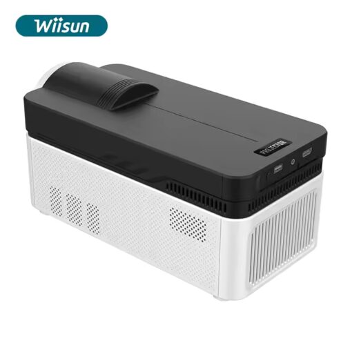 Wiisun smart projektor med Full HD 1080P-oppløsning, moderne kjøledesign og flere tilkoblingsporter.