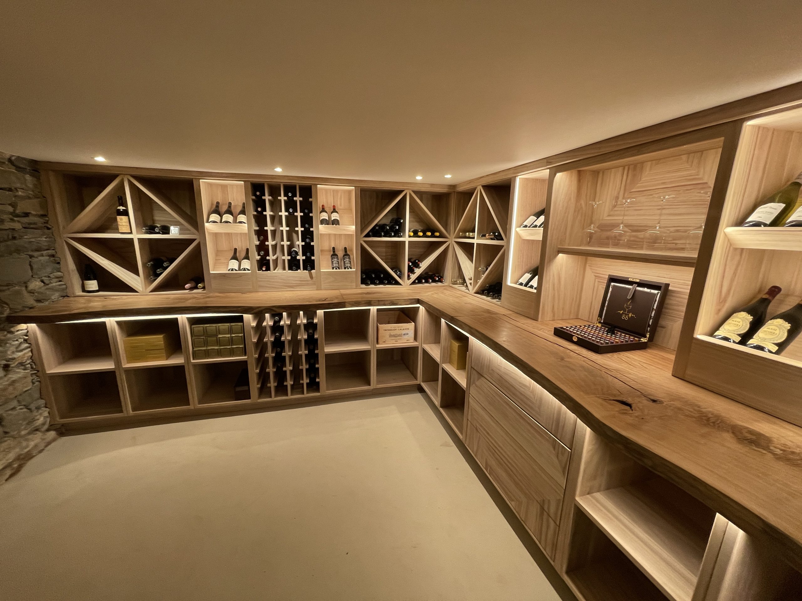 Wine cellar with mood lighting installed by Epixx Systems
