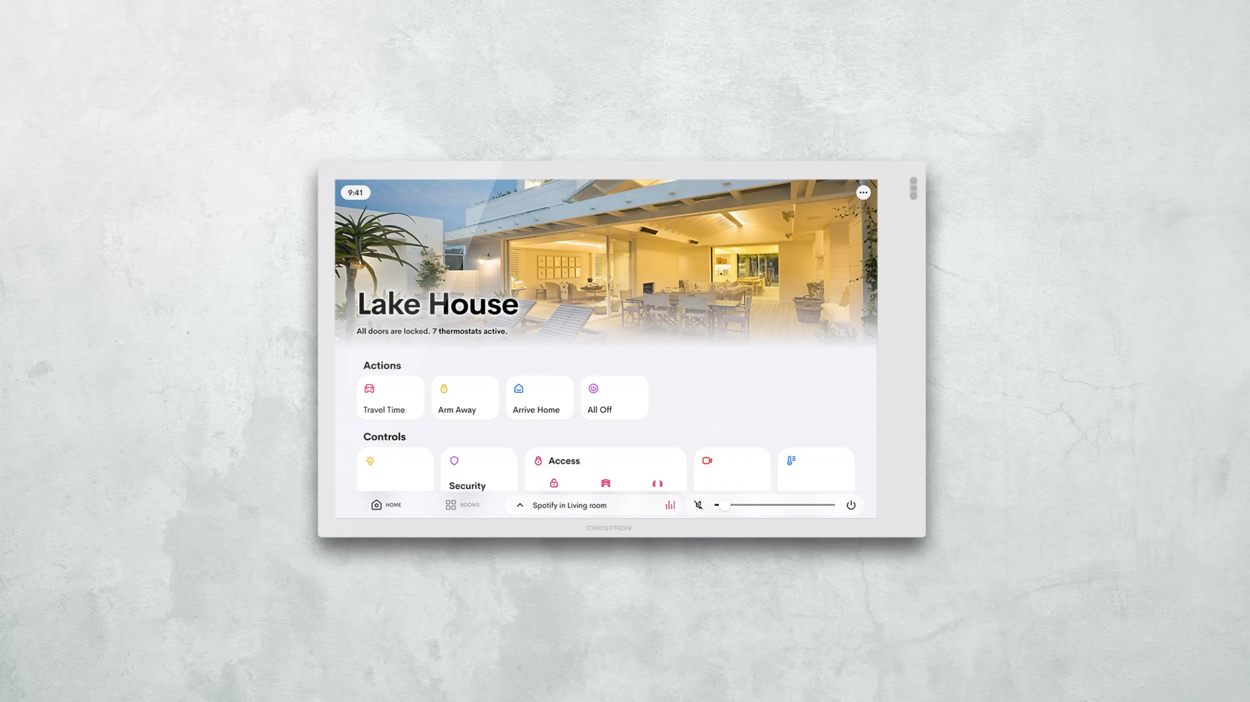Creston home app on a touch screen