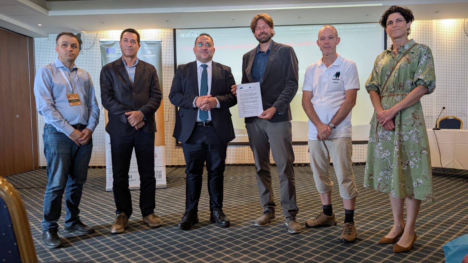 From left: Stavros Kazamias (exec. director of MountMed Institute), Savvas Iezekiel (Director of the Department of Forests, Ministry of Agriculture), Kostas Koumi (Deputy Minister of Tourism, Cyprus), Andreas Aschaber (EUMA), Joep Naber (ERA), Anthie Gabrielides (Ministry of Tourism, Cyprus)