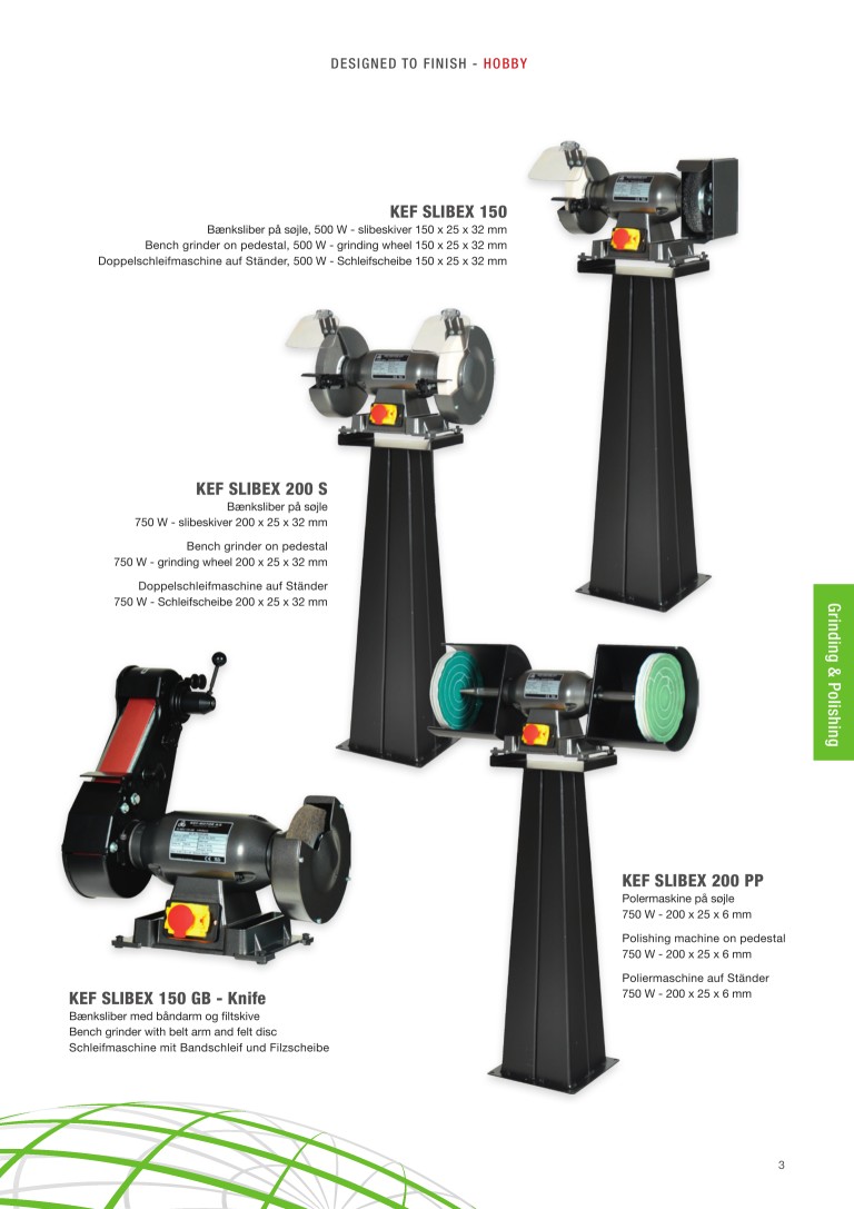 KEF Motors - Knife grinder with belt arm and felt disc