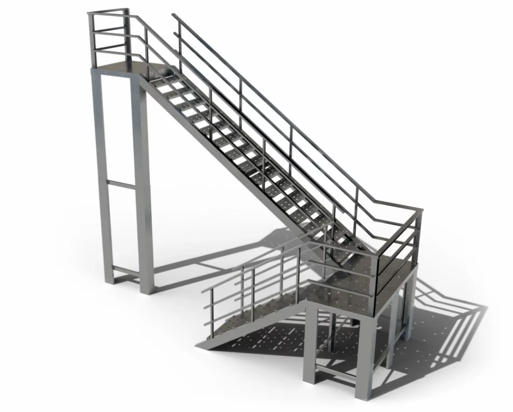 Escalera 180grados galvanizada izquierda Plataforma superior sin fon