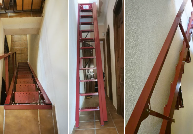 Escalera abatible color granate