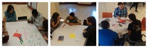 El encuentro jóvenes divers@s se dinamizó mediante el world café, las imágenes muestran el debate generado en las mesas