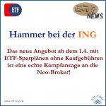 ING-Hammer: alle ETF-Sparpläne ohne Kaufgebühren
