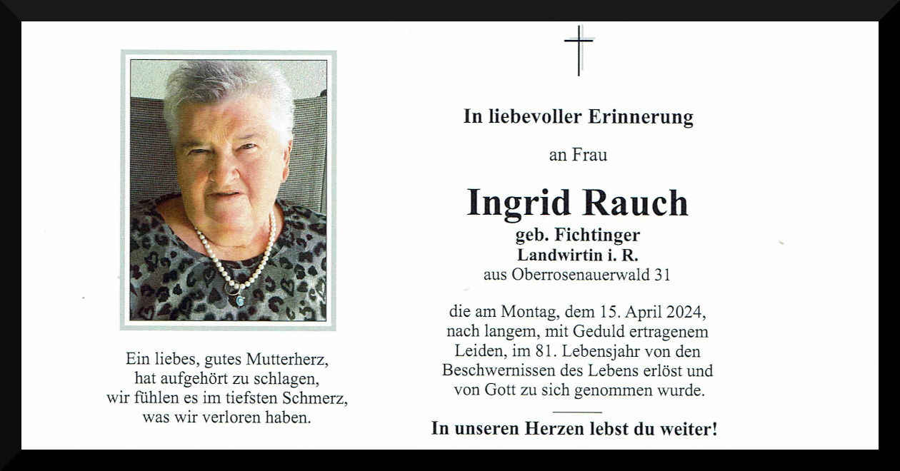 Wir trauern - Ingrid Rauch