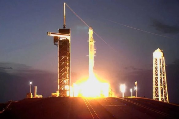 A SpaceX Falcon 9 rocket lifts off from NASA's Kennedy Space Center in Florida on July 14, 2022. 